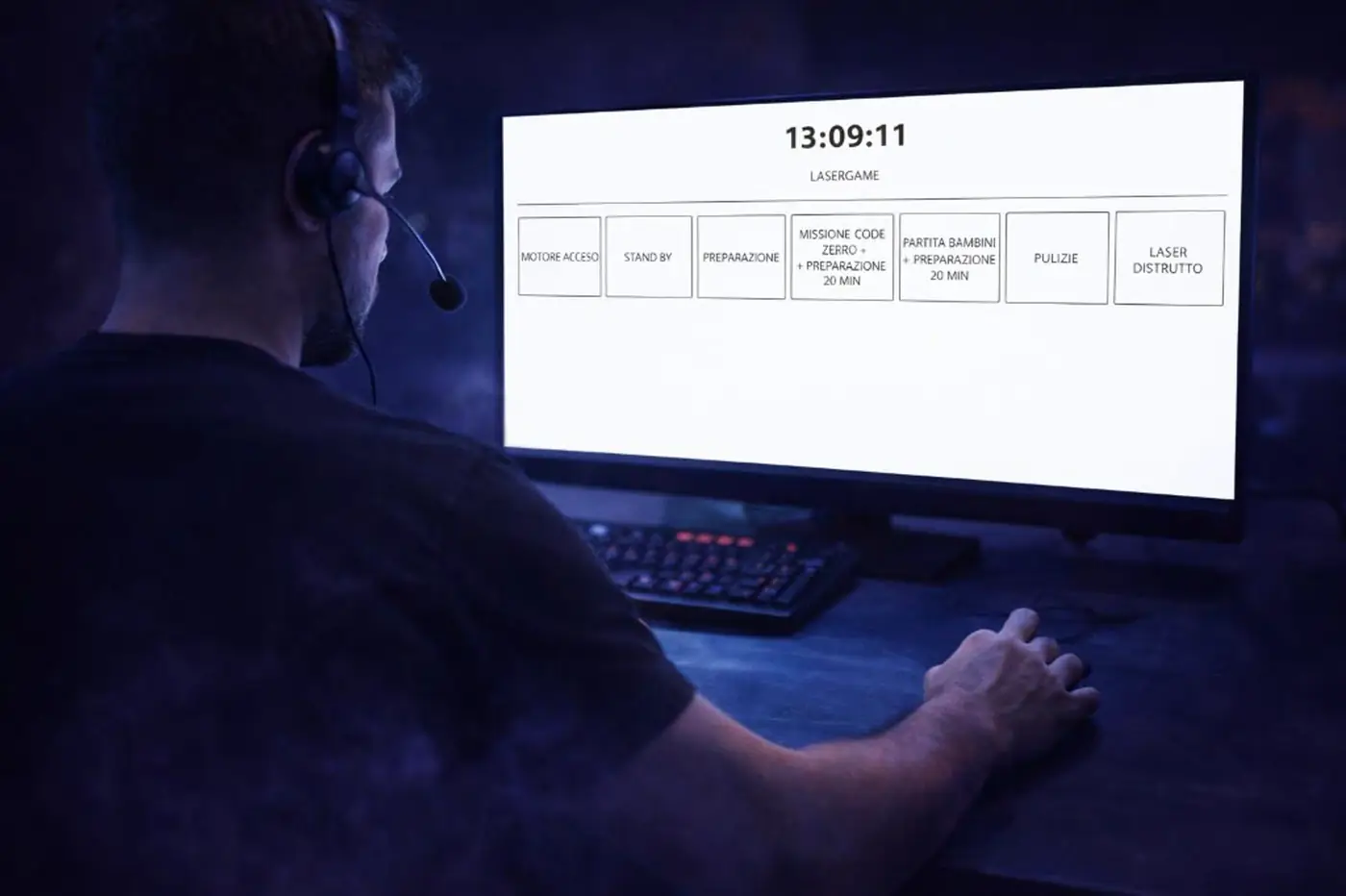 Postazione regia con Control Hub su monitor