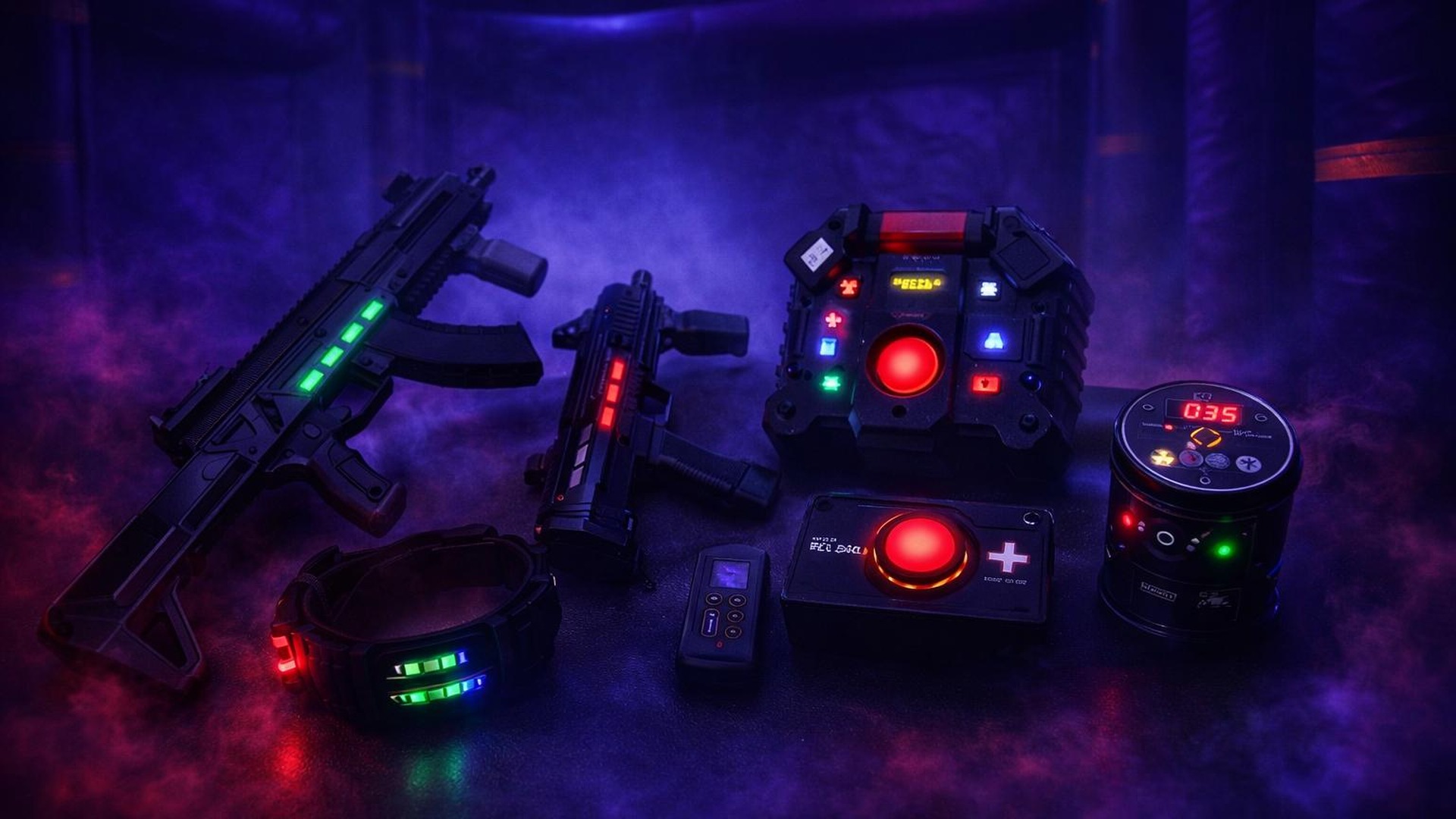 Kit hardware professionale laser game: phaser, sensoristica e stazioni